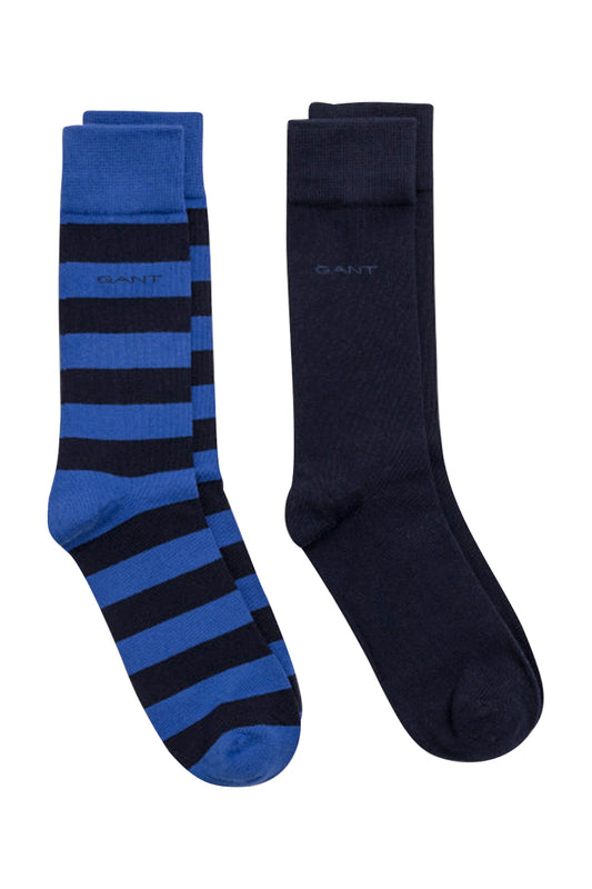Gant Barstripe & Solid Socks 2Pk College Blue