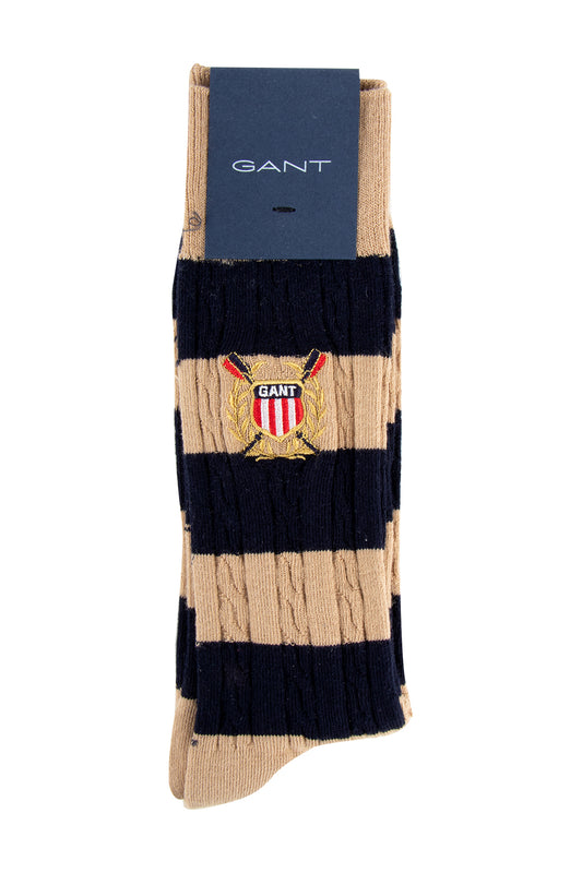 Gant Cable Barstripe Socks Dark Khaki
