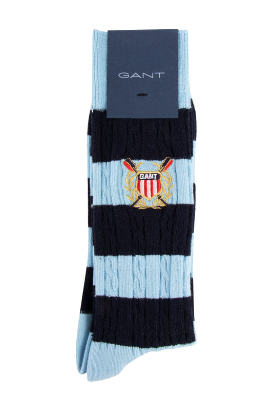 Gant Cable Barstripe Socks Clear Sky