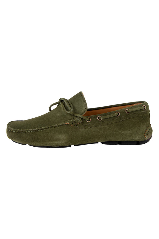 Gio Damiano Camoscio Suede Loafers Olive