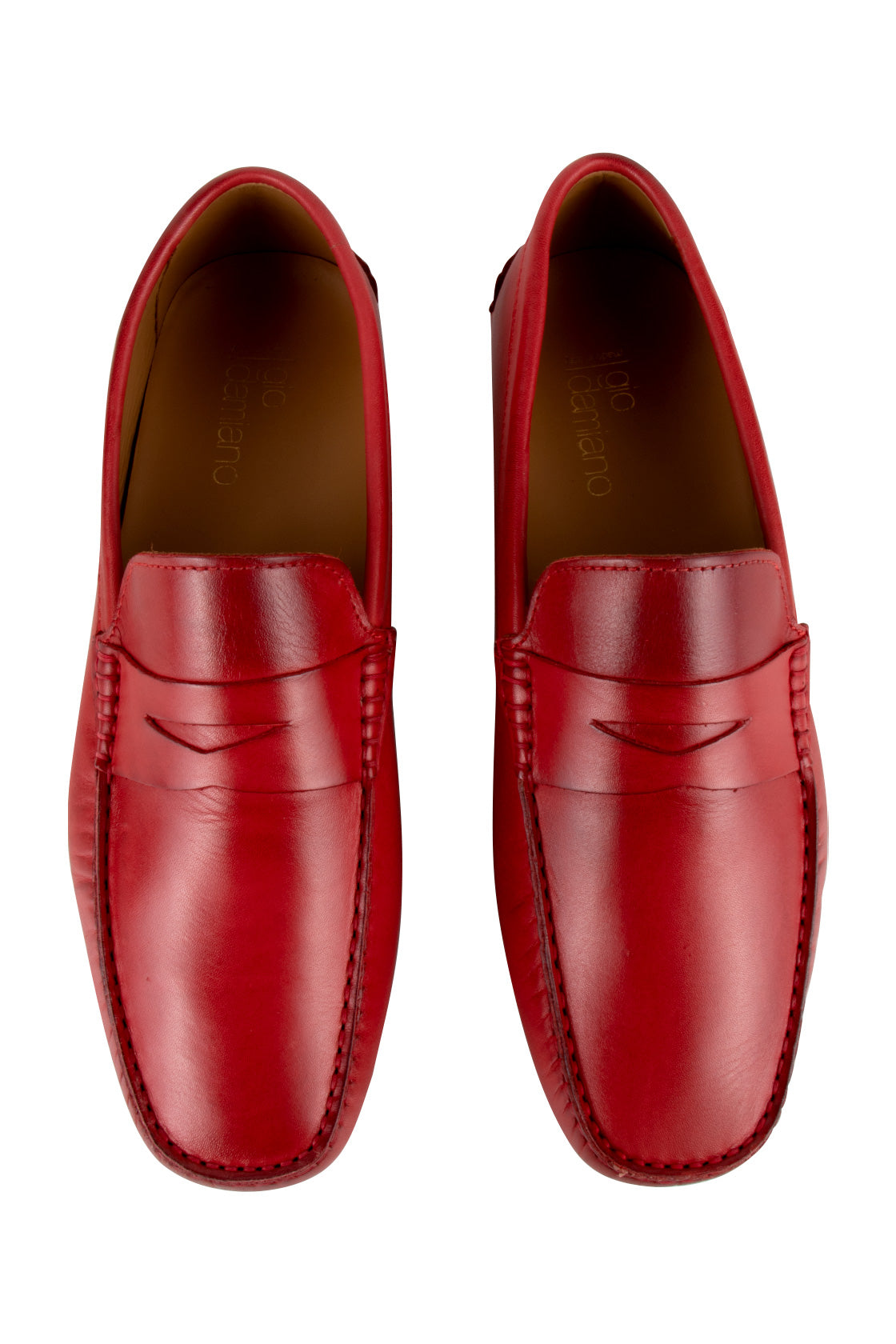 Gio Damiano Leather Vitello Loafers Red