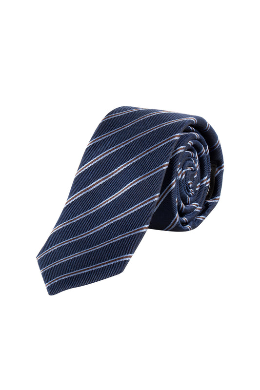 Hemley 6cm Tie Navy/Brown Stripe