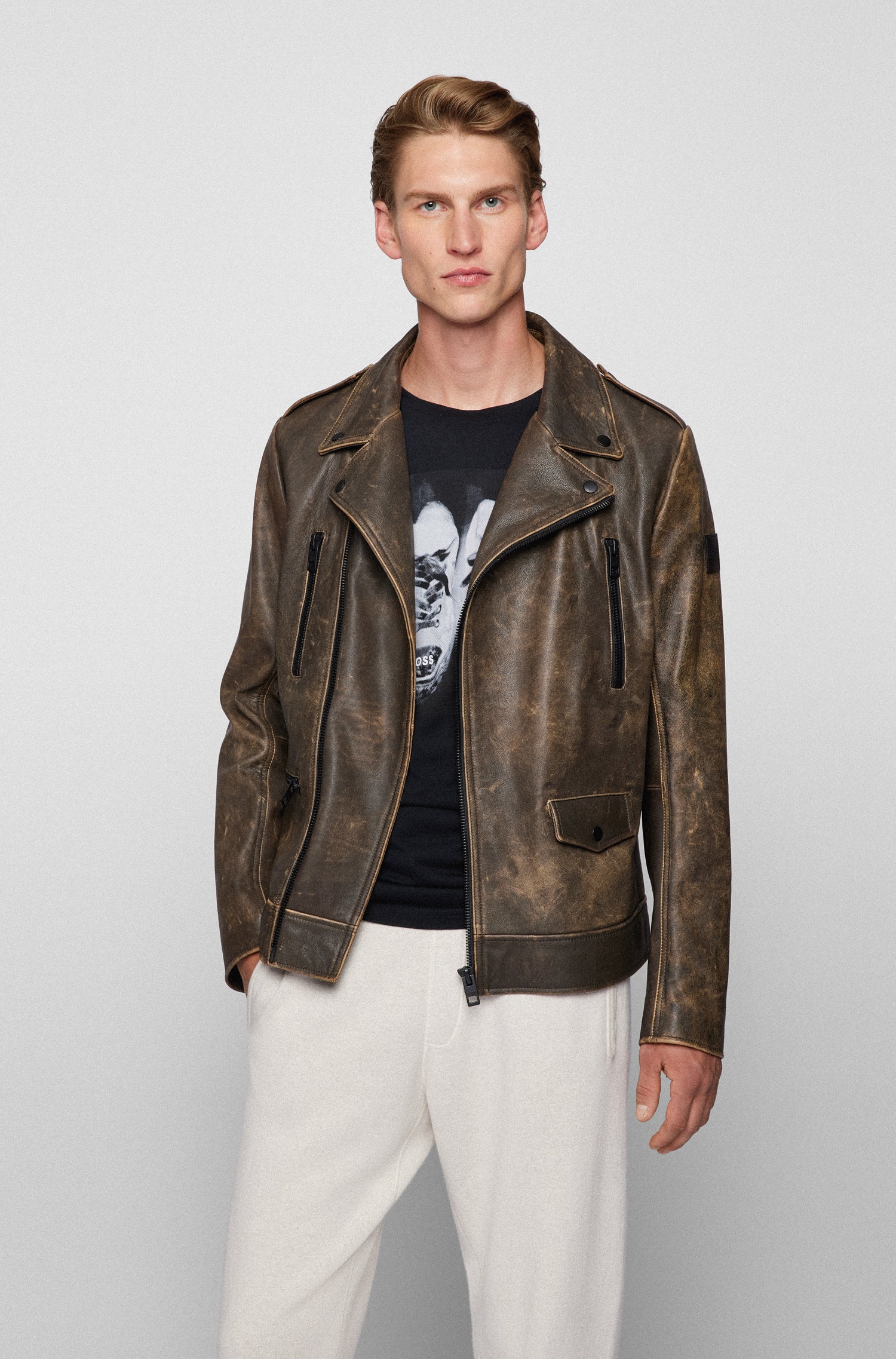 Hugo boss clearance leather jacket price