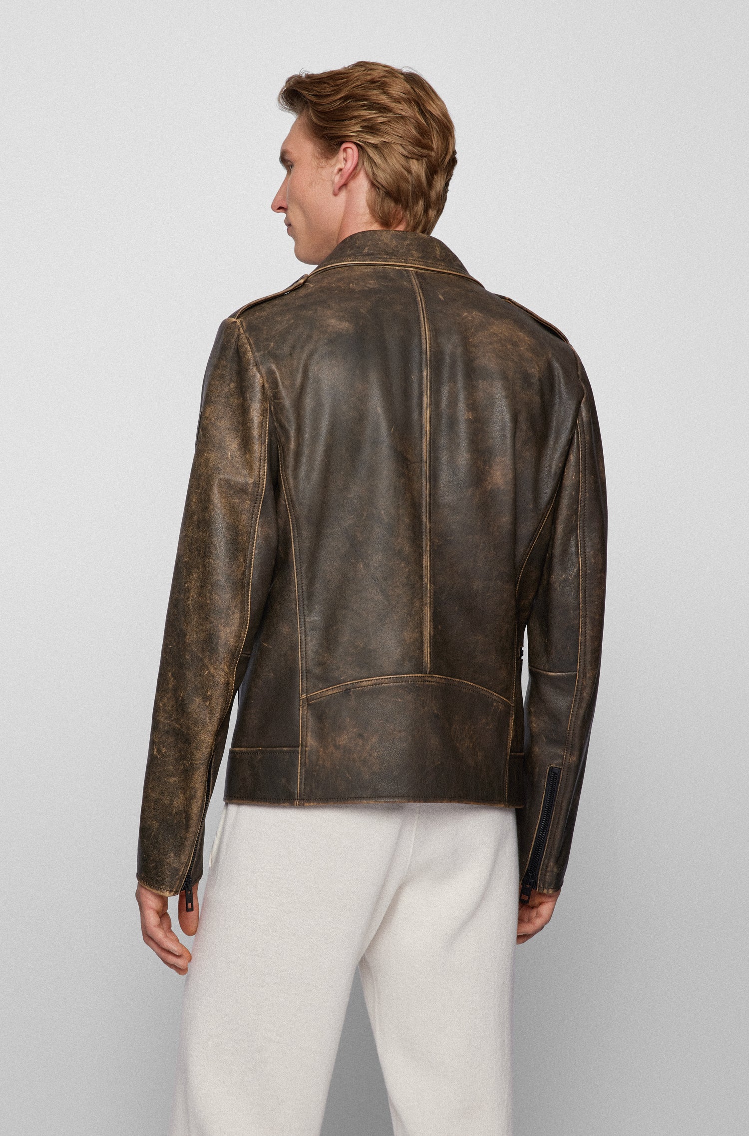 Hugo Boss Jimin Leather Jacket Dark Brown –