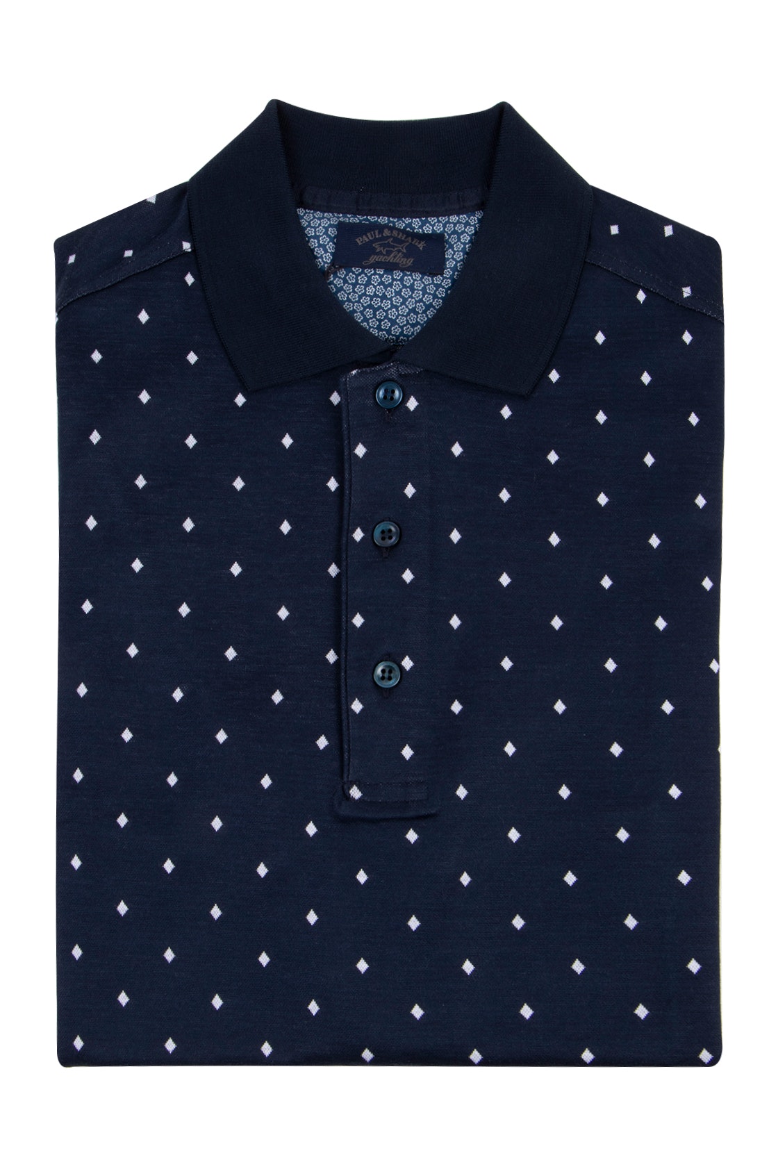 Paul and Shark Jacquard Diamond Navy Polo