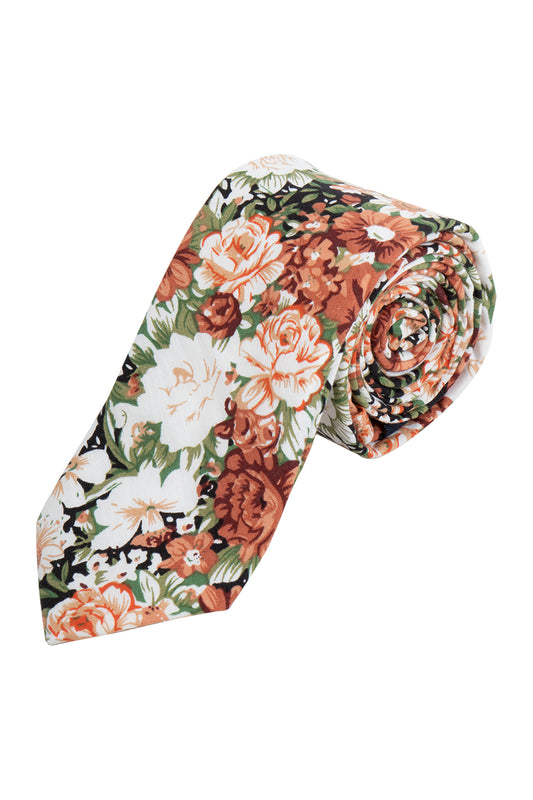 Otaa San Pietro Orange Floral Skinny Tie