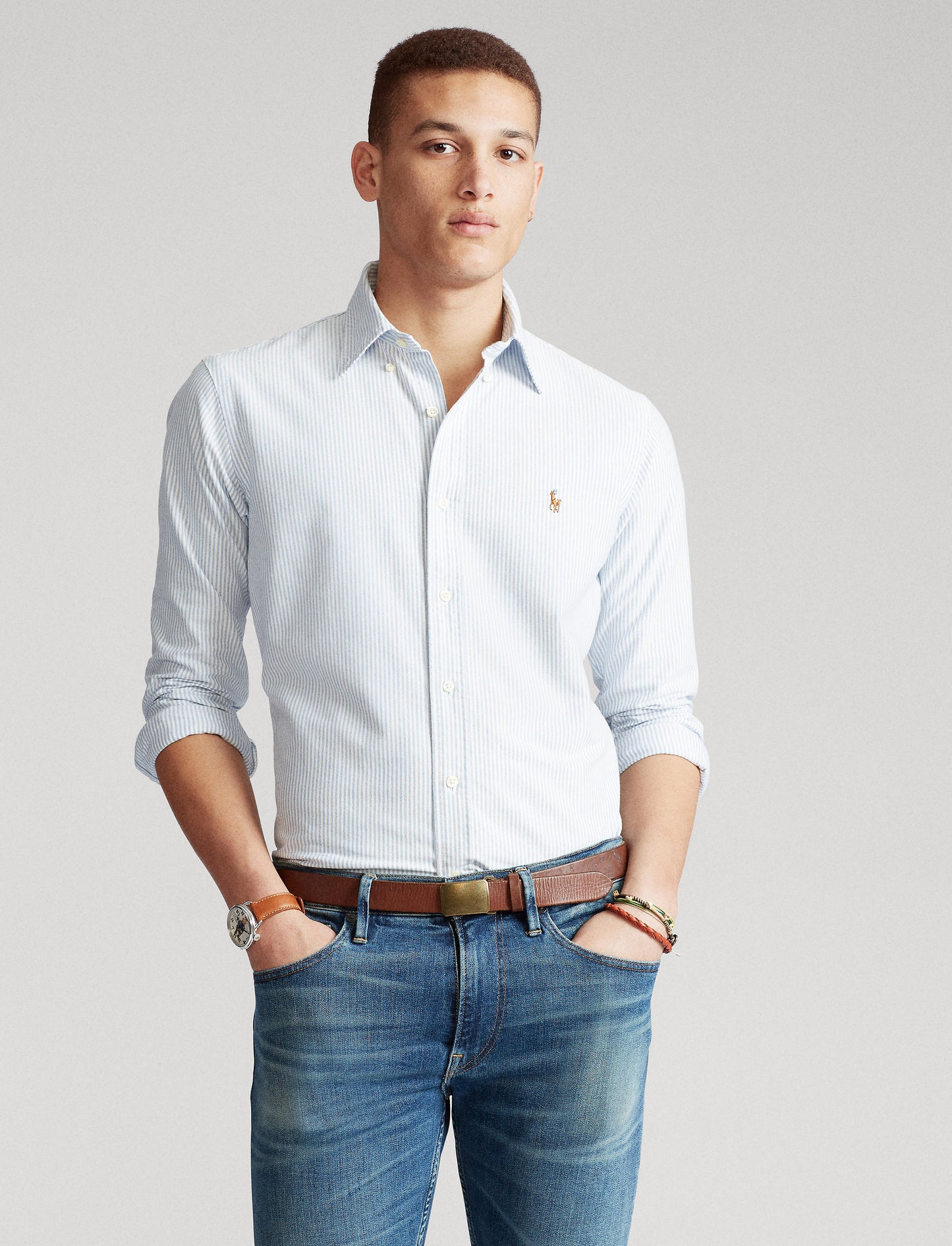 Polo Ralph Lauren Custom Fit Oxford Shirt Blue Stripe