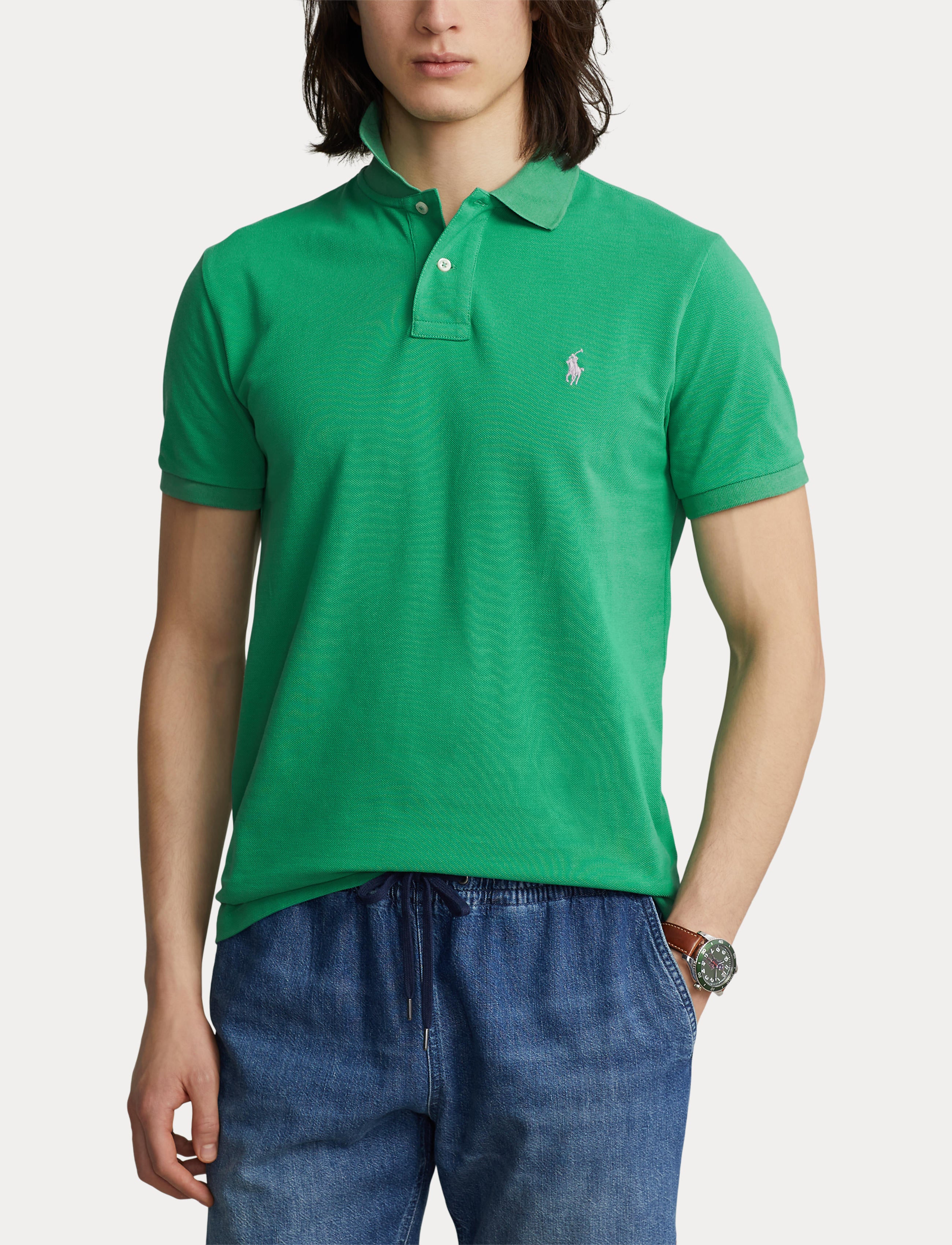 Polo Ralph Lauren Custom Mesh Polo Raft Green routleys