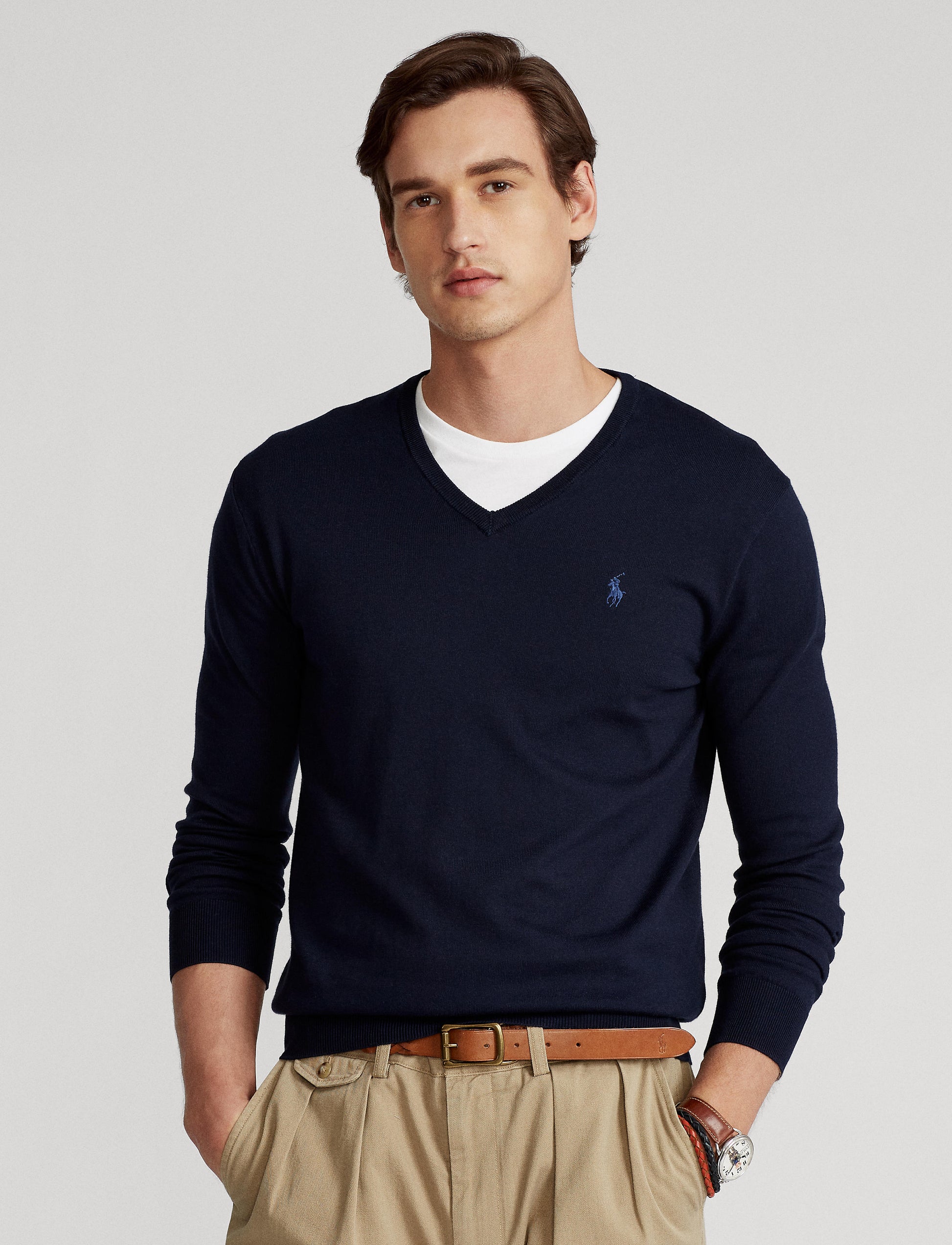 Ralph lauren v neck cotton sweater Clearance