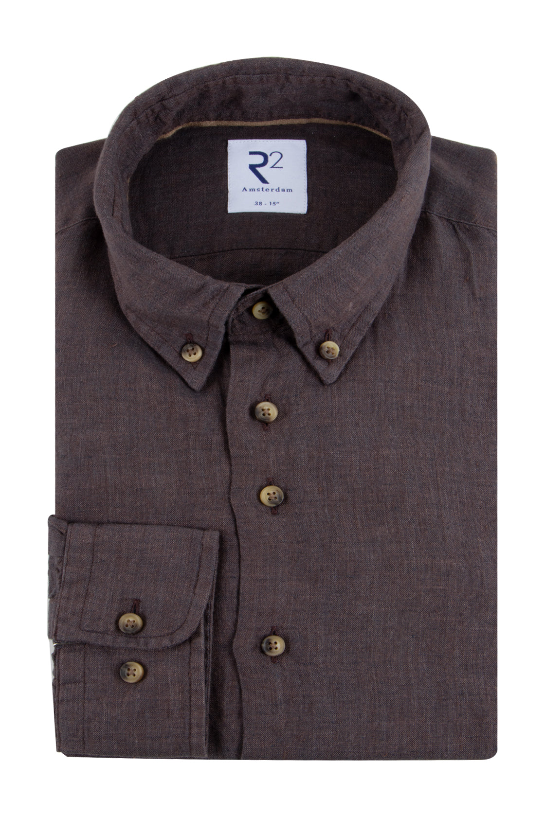 R2 Amsterdam Linen Fit Shirt Dark Brown