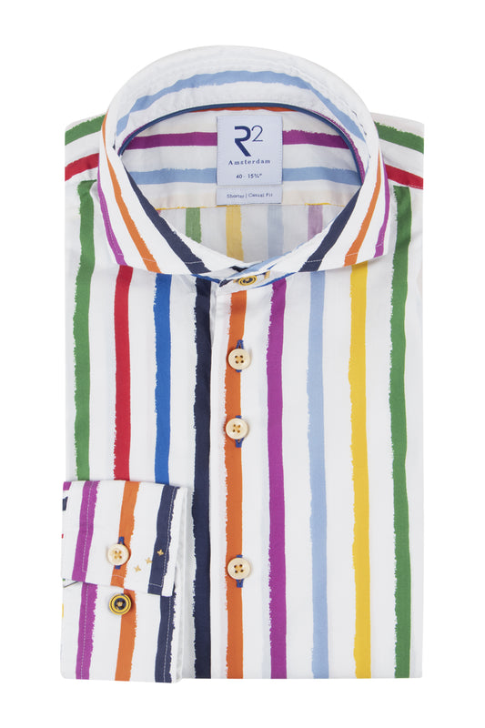 R2 Amsterdam LS Poplin Shirt Multi Stripe