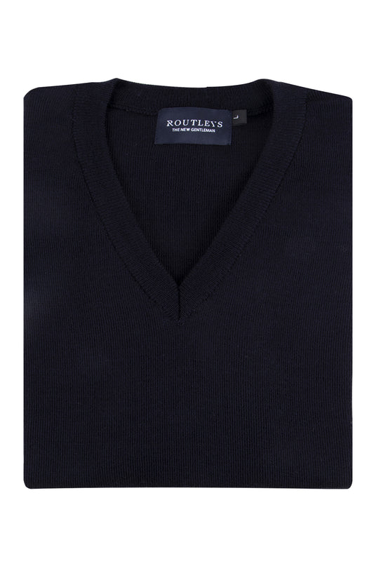 Routleys Merino V-Neck Vest Navy