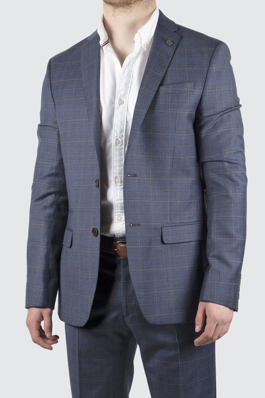 Ted Baker Rye Multi Check Suit Blue