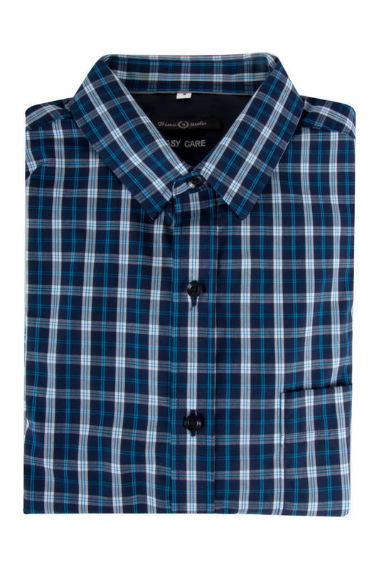 Trisco Studio Check LS Cotton Shirt Navy/Blue