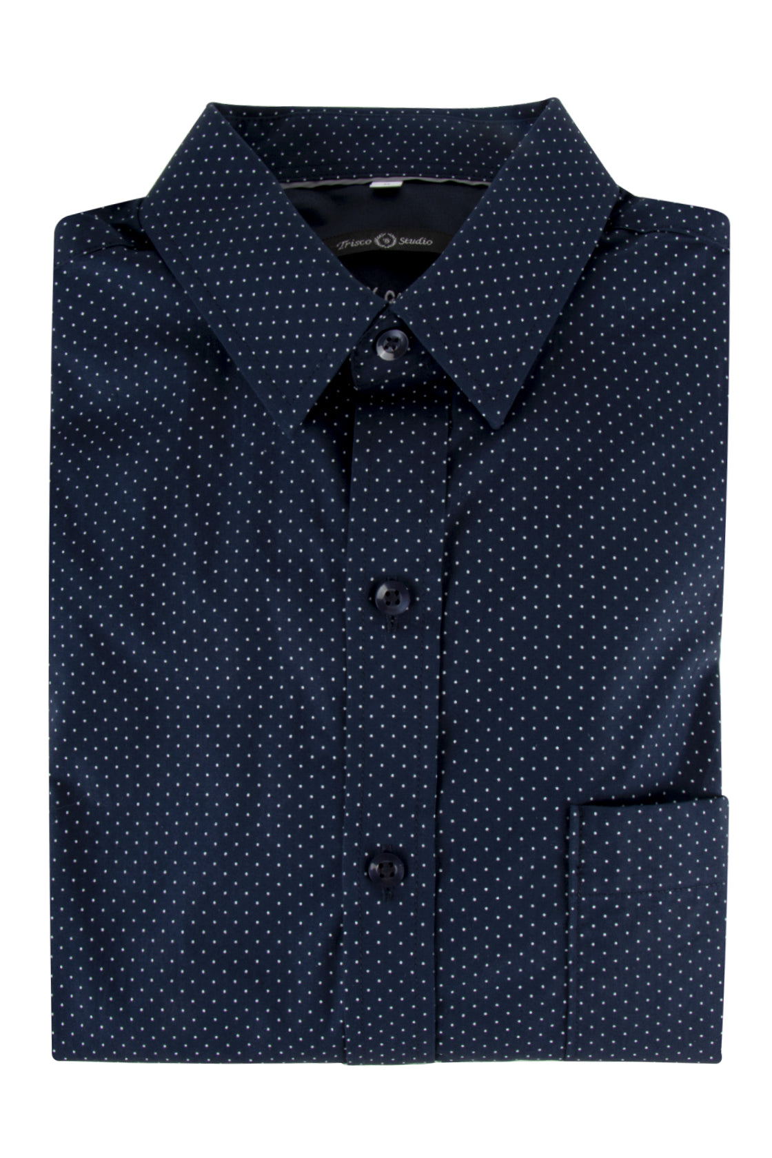 Trisco Studio Dots LS Cotton Shirt Navy